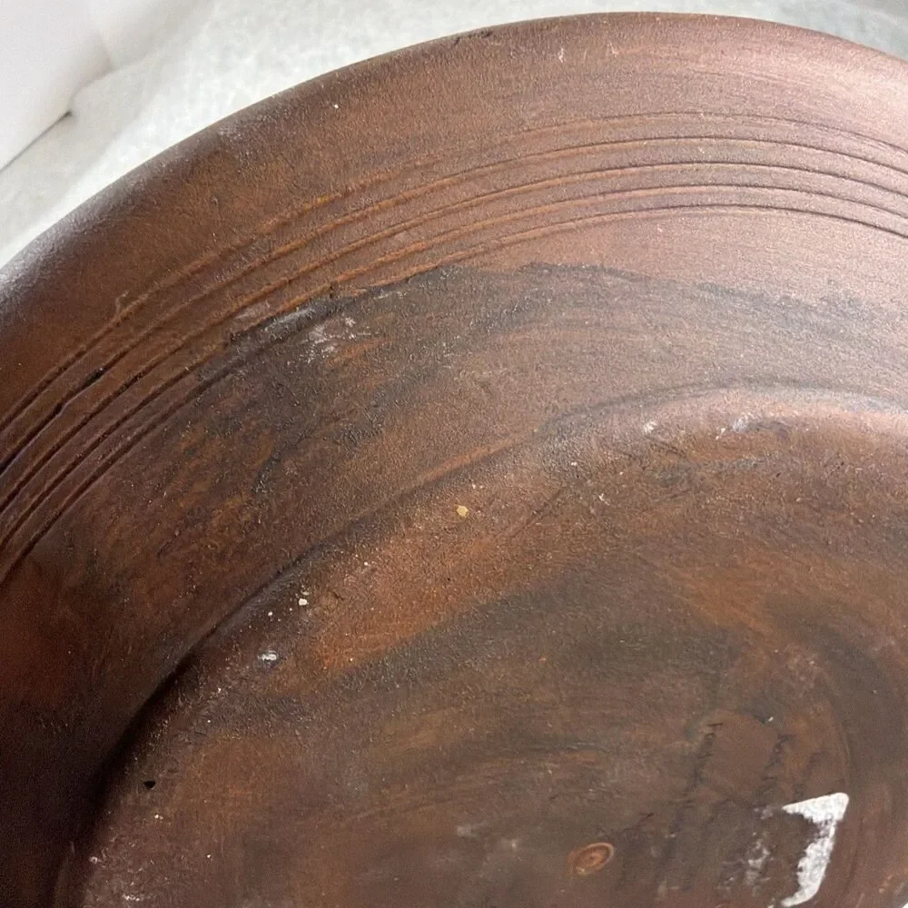 K&K Interiors Pottery Redware Plate Folk Art Primitive Black Christmas Tree 9.5" - Picture 7 of 7